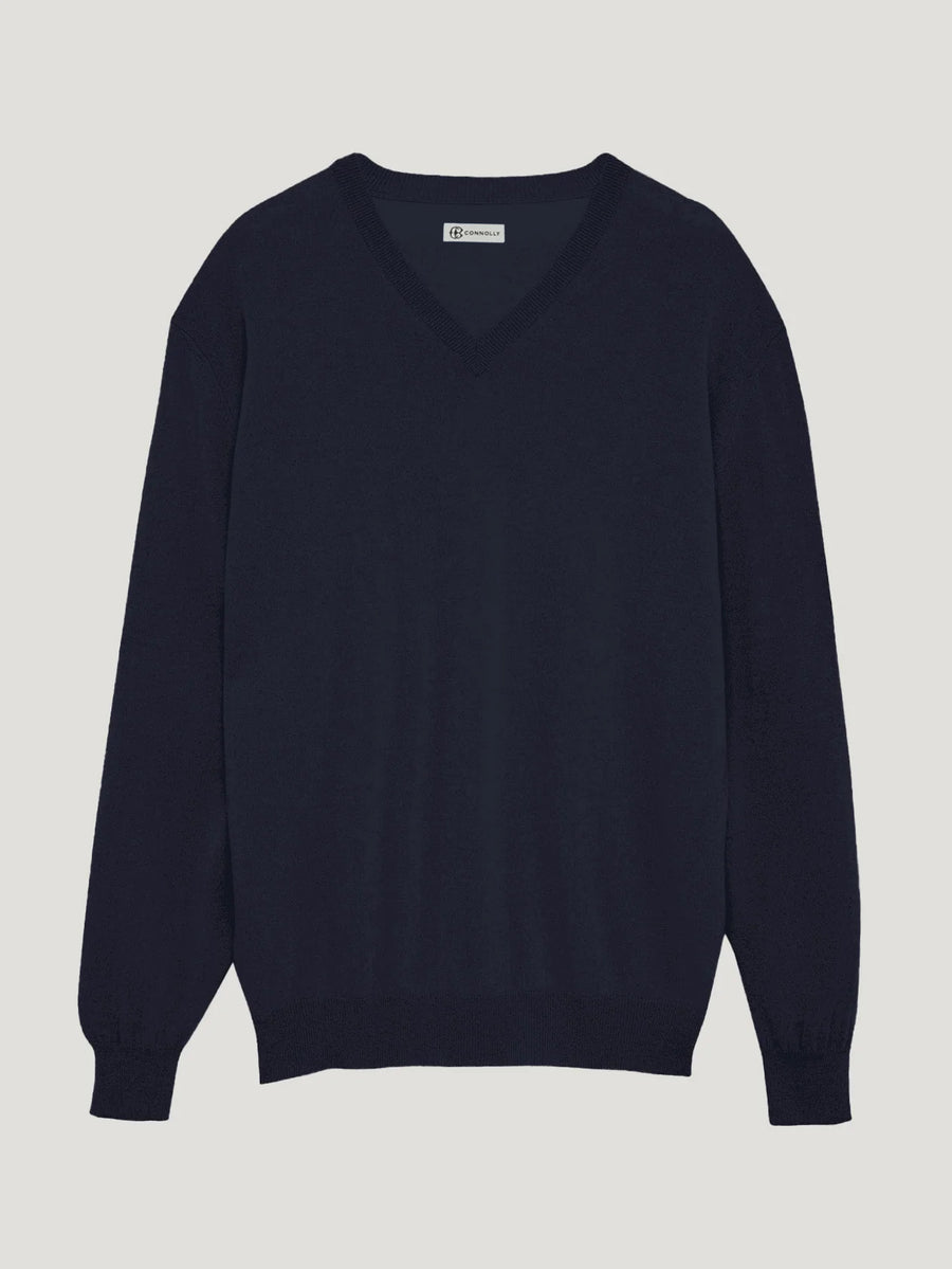 Navy Venetian V Neck - Connolly