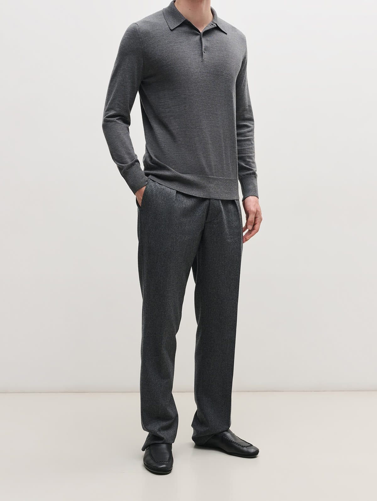 3 Button Merino Polo Shirt