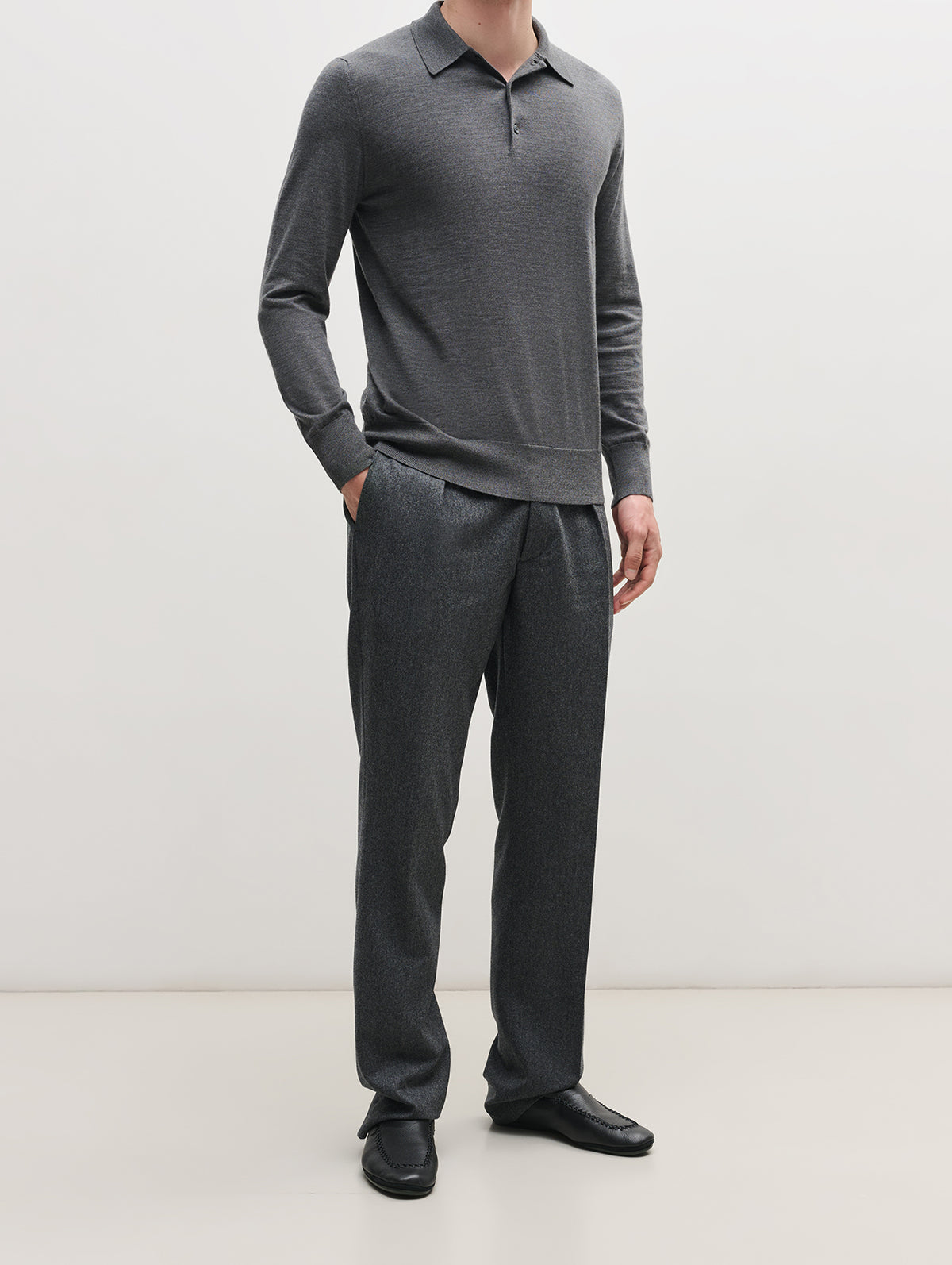 3 Button Merino Polo Shirt