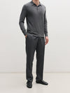 Grey 3 Button Merino Polo Shirt