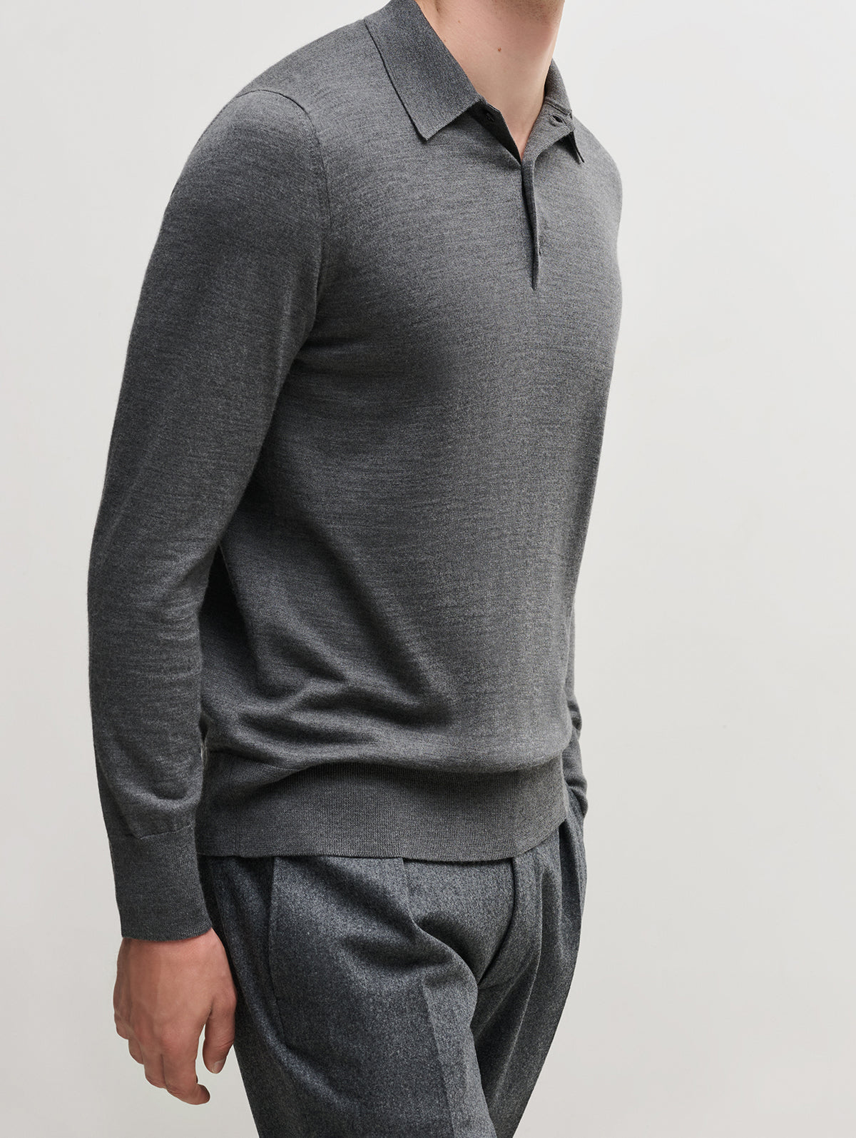 3 Button Merino Polo Shirt
