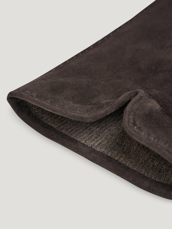 Brown Suede Cashmere Lined Glove