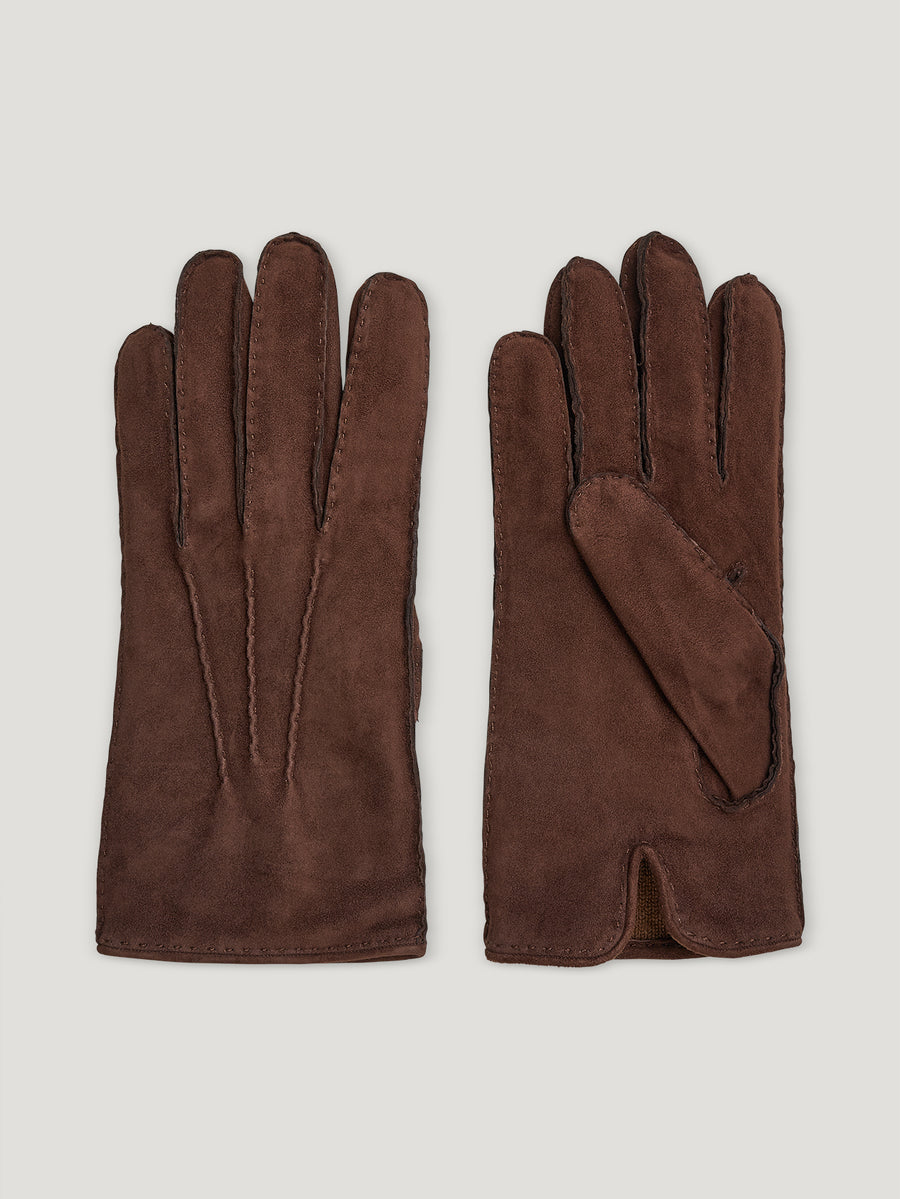 Chestnut Suede Cashmere Lined Glove - Connolly