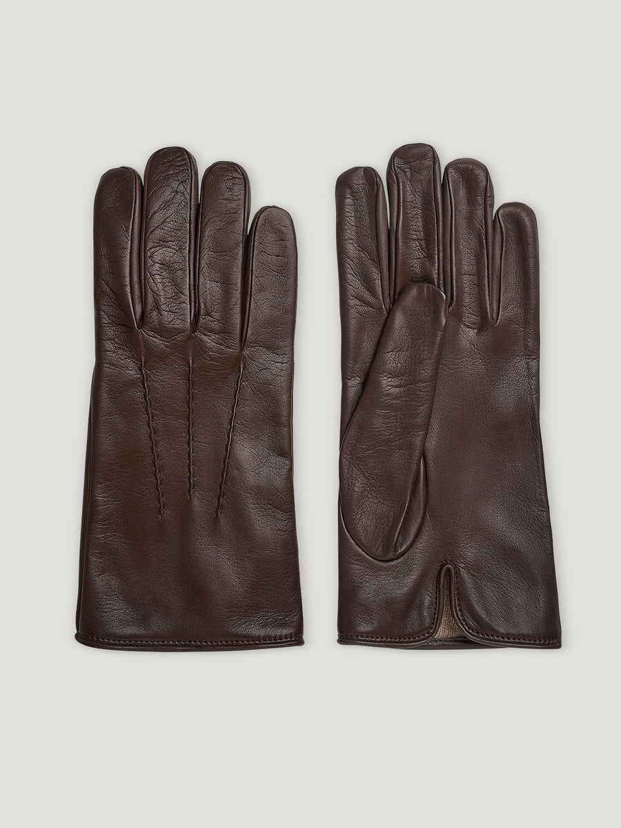 Brown Nappa Cashmere Lined Glove - Connolly