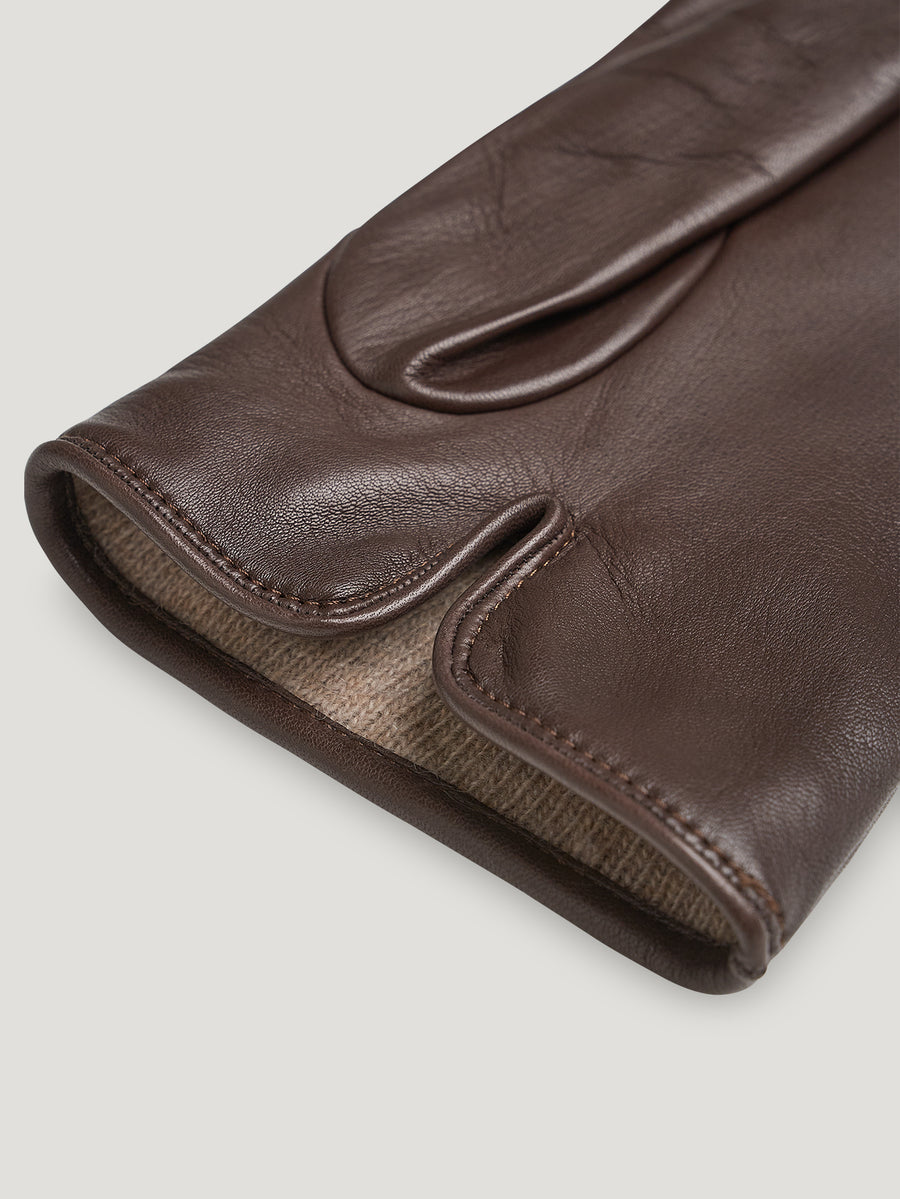 Brown Nappa Cashmere Lined Glove - Connolly