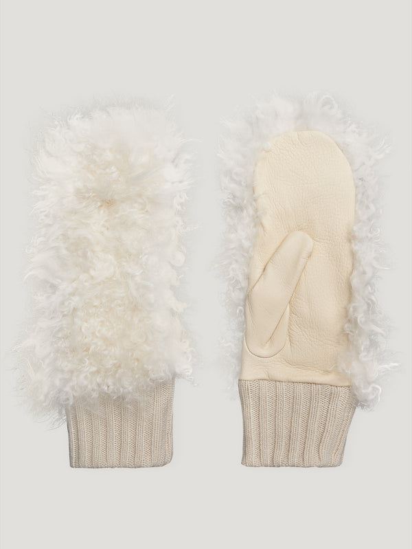 White Cashmere Fleece Mitten