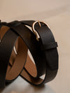 Black Grain Gold Shield Buckle Belt