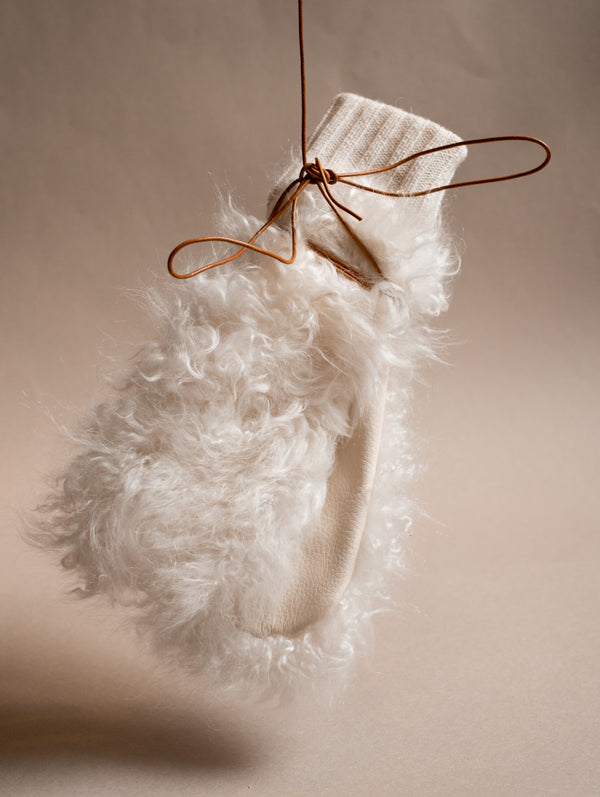 White Cashmere Fleece Mitten