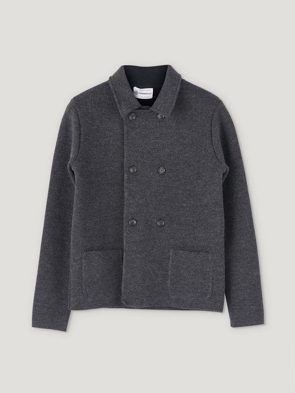 Anthracite Grey Wool Short Double Breasted Mac