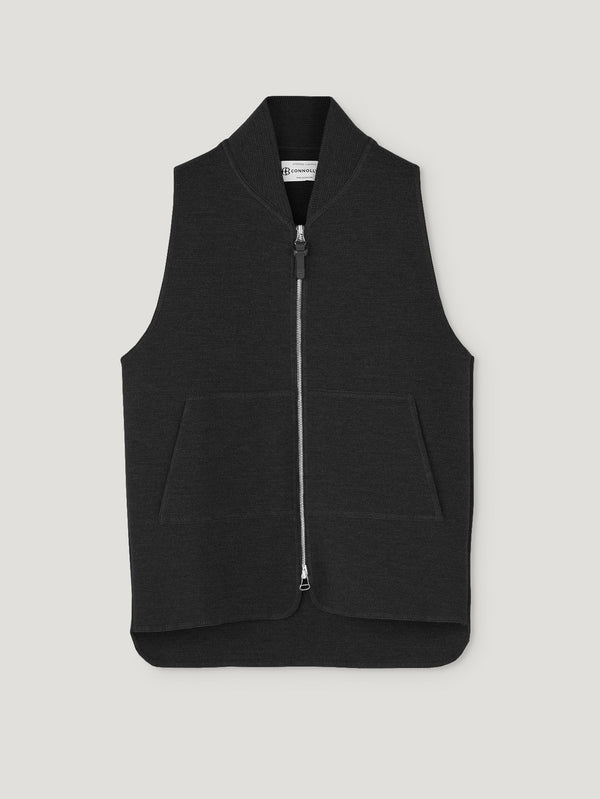 Black Wool Drop Back Car Vest