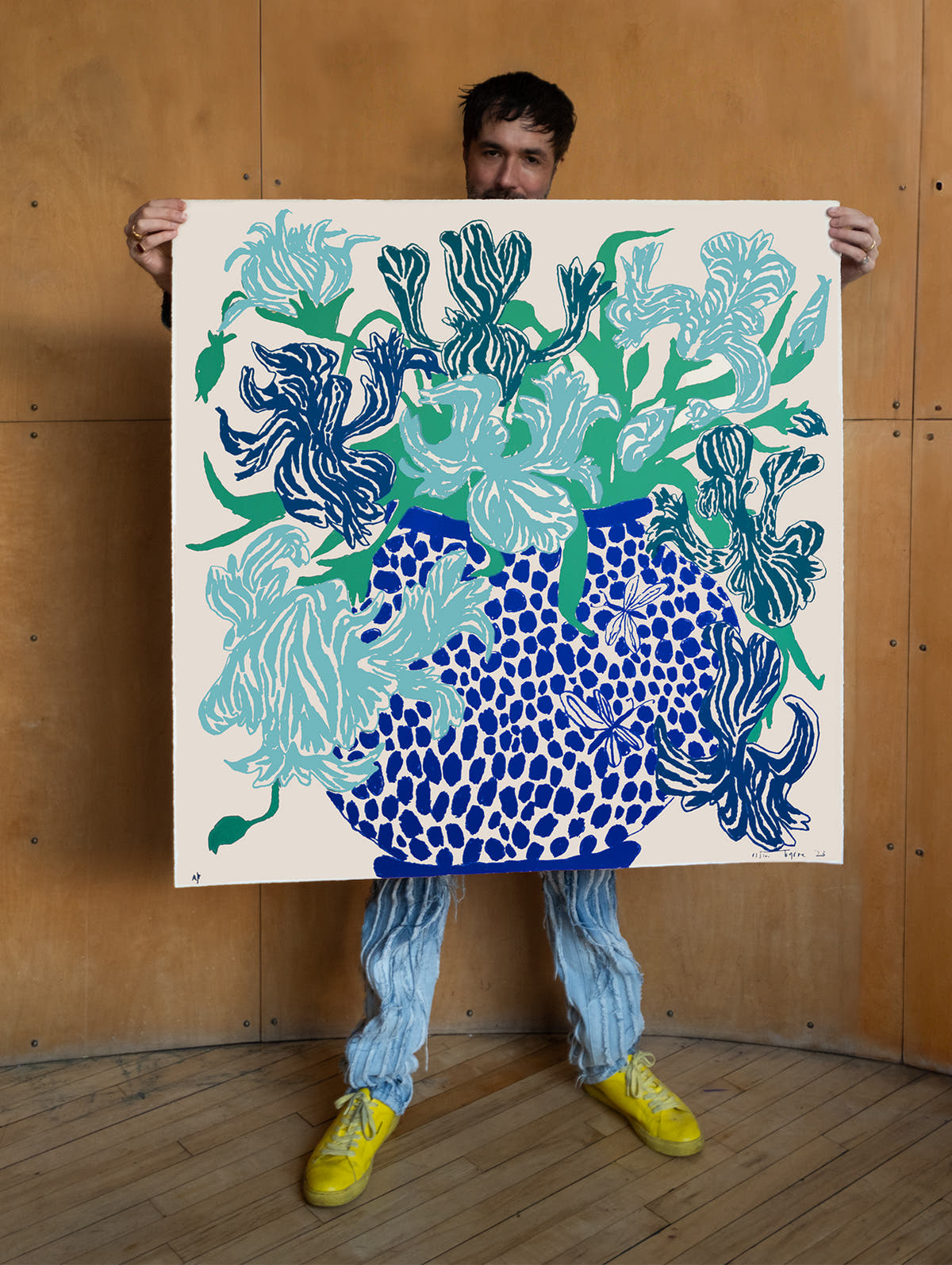 Blue Cut Flowers: Triptych Screen Print - Connolly