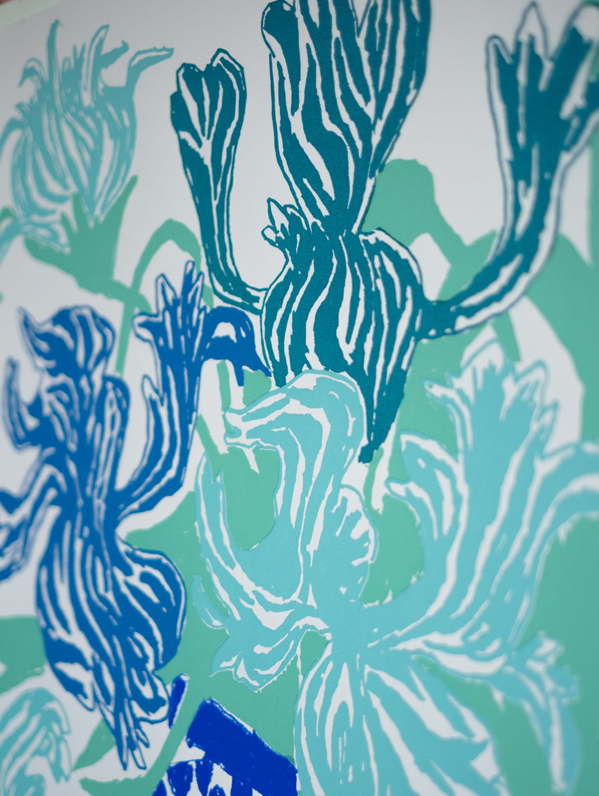 Blue Cut Flowers: Triptych Screen Print - Connolly