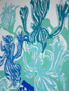 Blue Cut Flowers: Triptych Screen Print