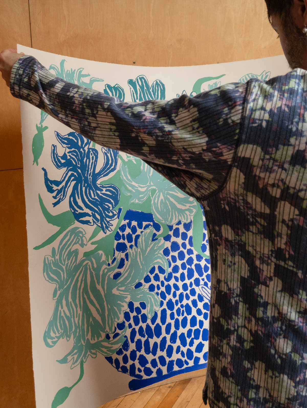 Blue Cut Flowers: Triptych Screen Print - Connolly