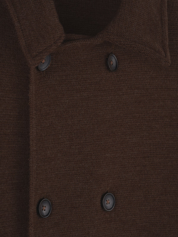 Brown Wool Short Double Breasted Mac