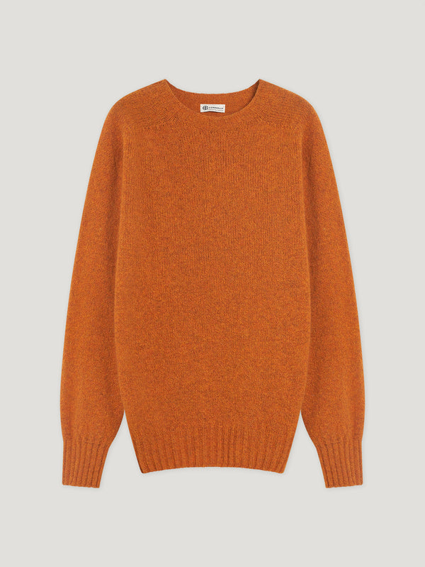 Orange Shetland Crew Neck Sweater