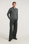 Grey 3 Button Merino Polo Shirt