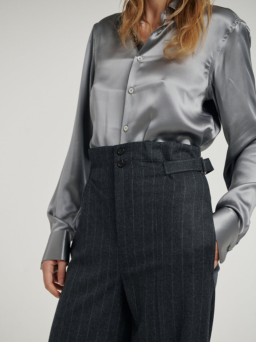 Charcoal Chalk Stripe Sash Trousers - Connolly