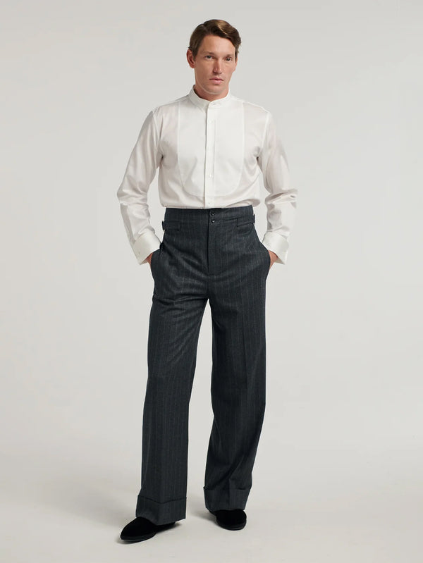 Charcoal Pinstripe Sash Trousers