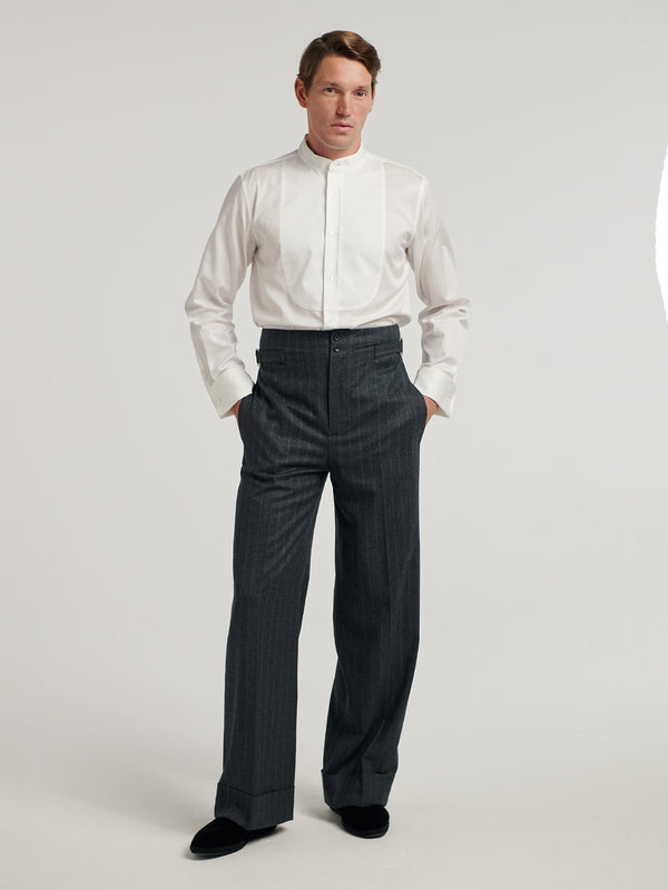 Charcoal Pinstripe Sash Trousers