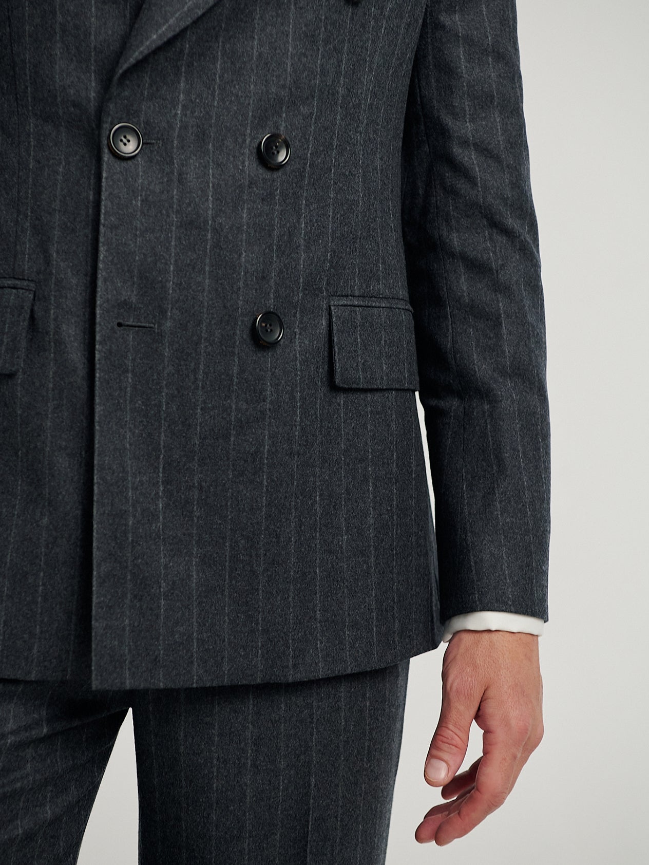 Charcoal Chalk Stripe Double Breasted Jacket– Connolly