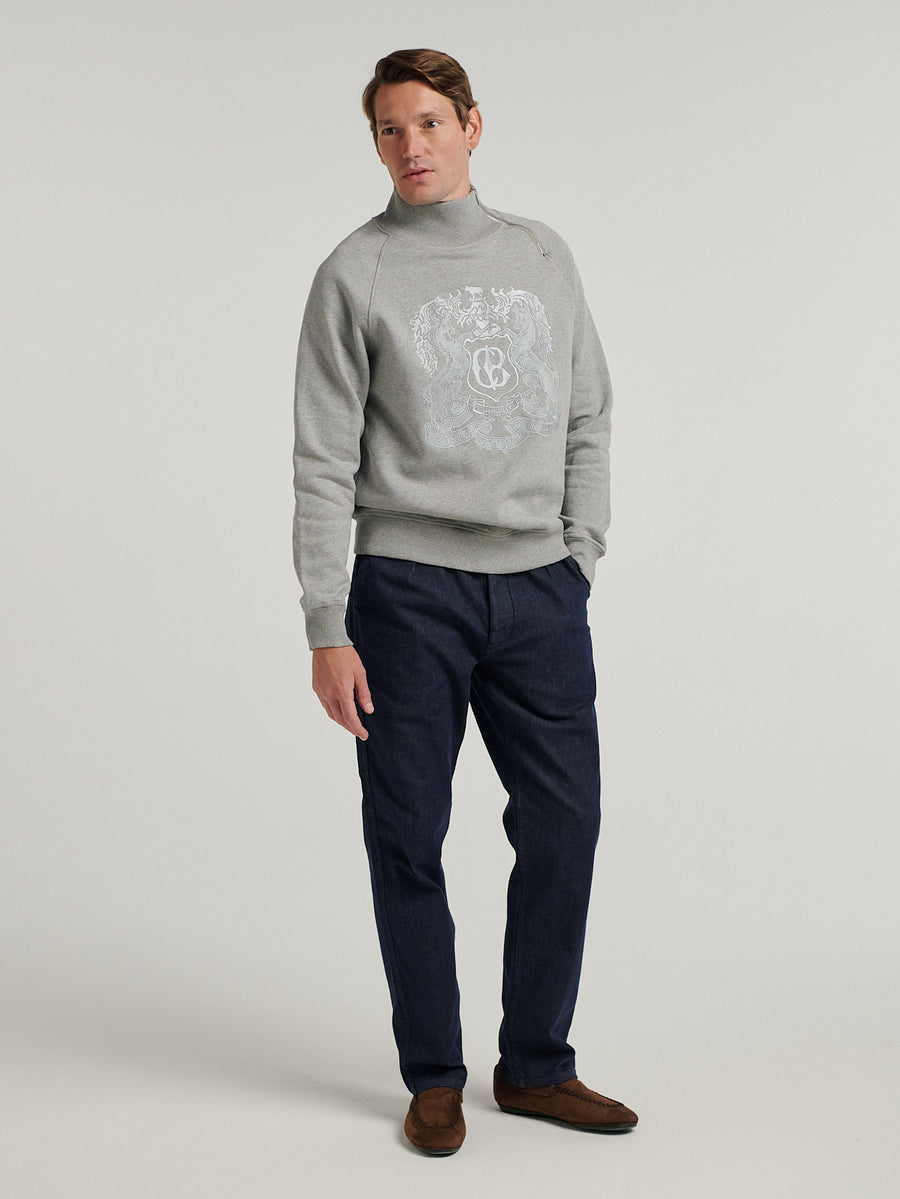 Grey Embroidered Driving Sweatshirt - Connolly