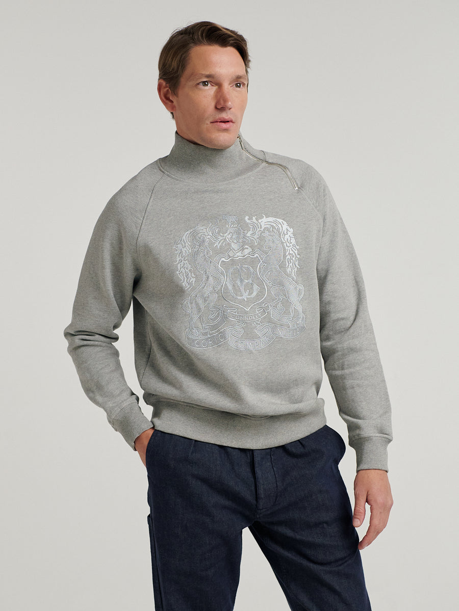 Grey Embroidered Driving Sweatshirt - Connolly