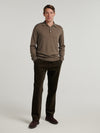 Brown 3 Button Merino Polo Shirt
