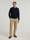 Navy 3 Button Merino Polo Shirt