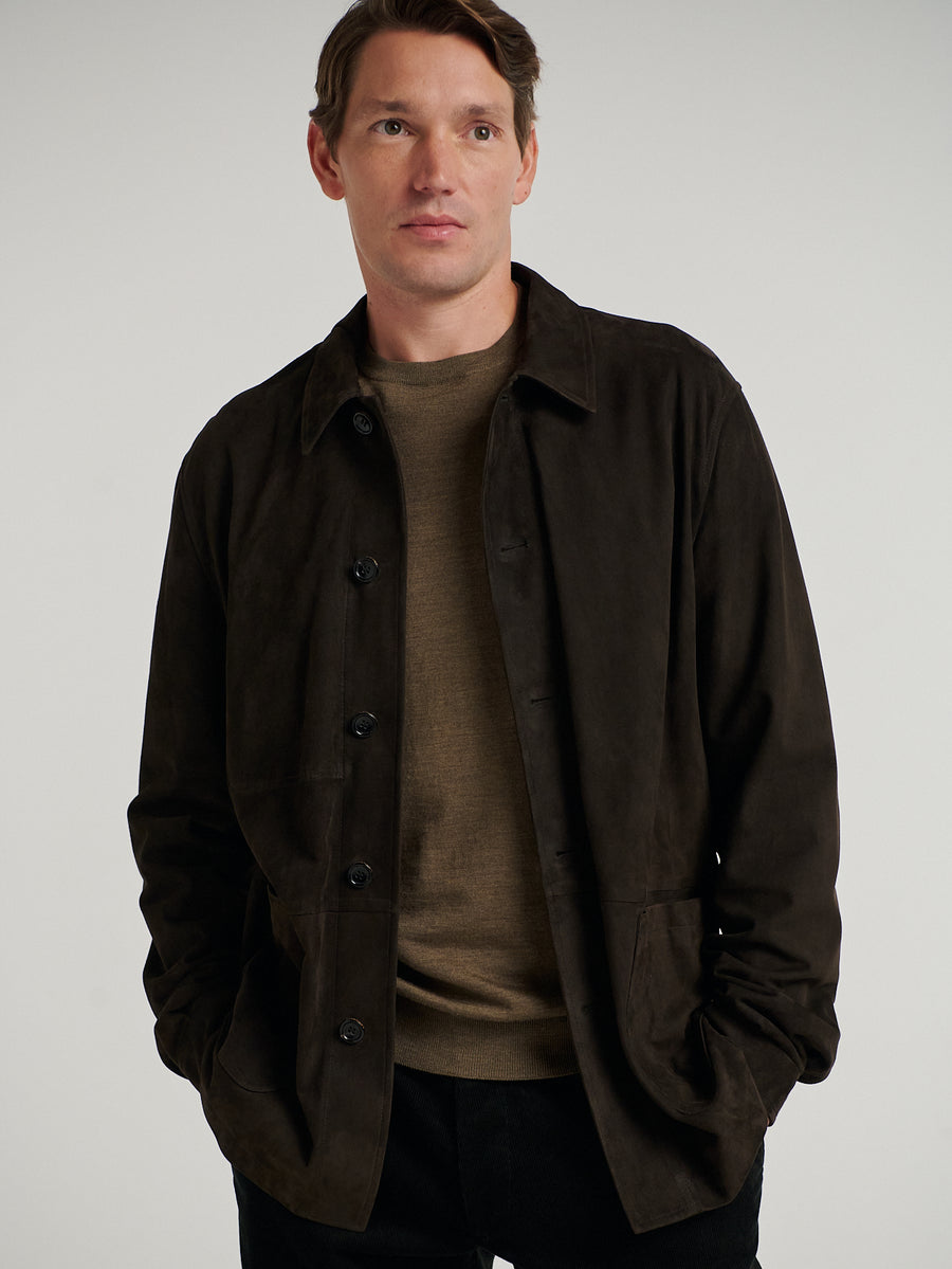 Brown Suede Overshirt - Connolly