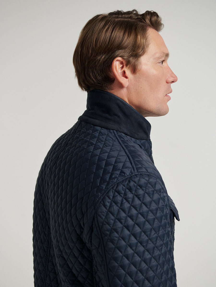 Navy Quilted Norfolk Jacket - Connolly