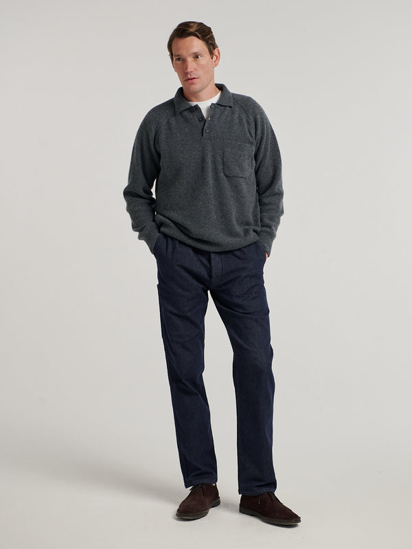 Grey Raglan Racing Polo