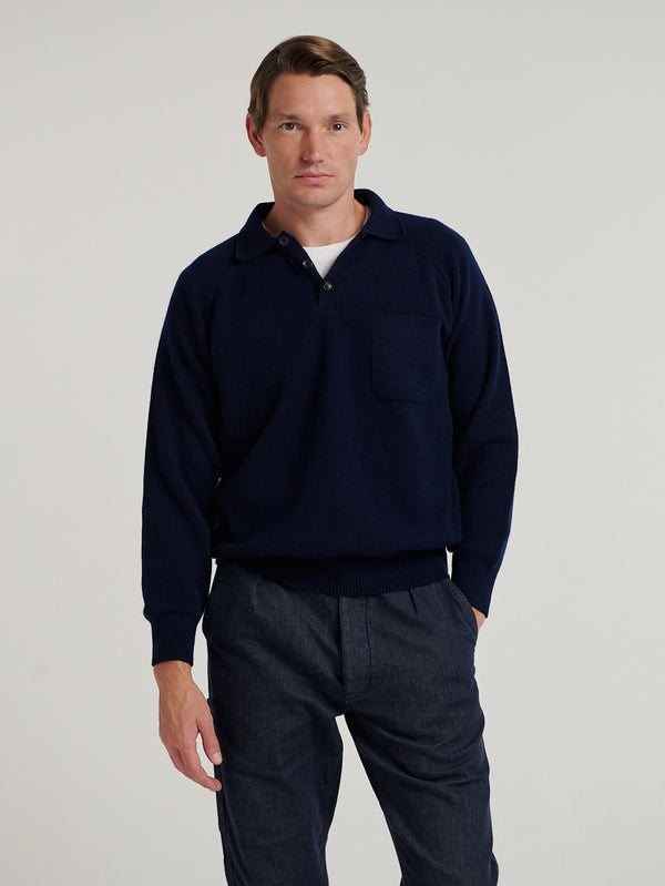 Navy Raglan Racing Polo