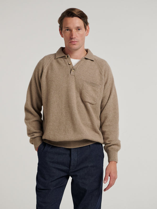 Natural Raglan Racing Polo