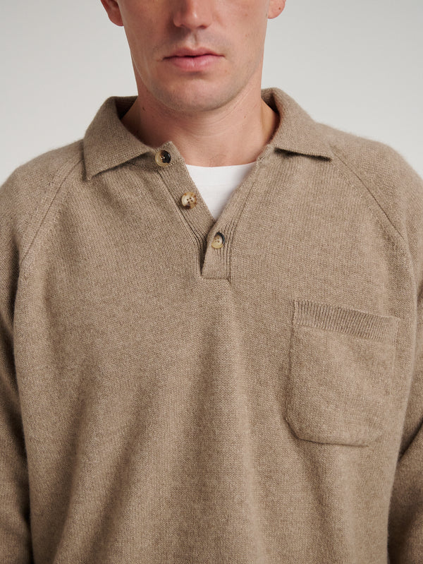 Natural Raglan Racing Polo
