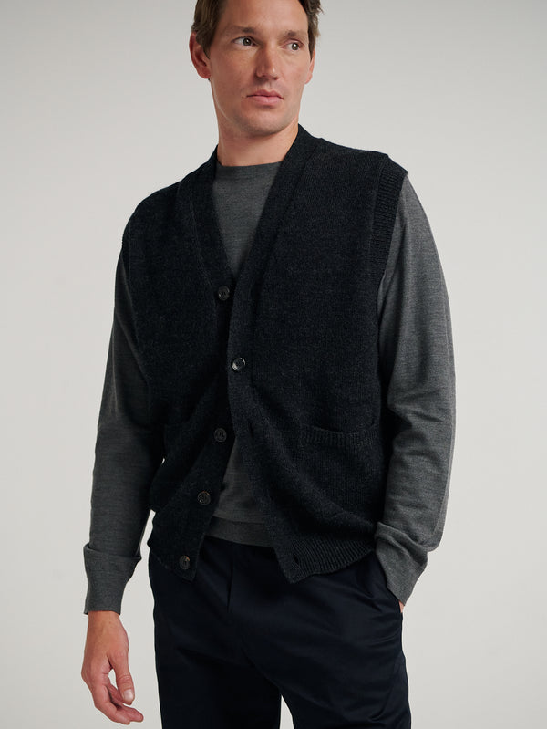 Charcoal Knit Waistcoat