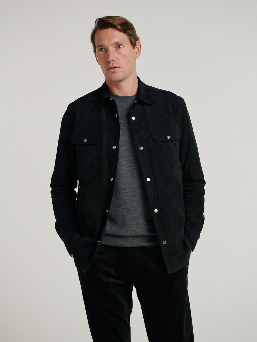 Black Suede Overshirt - Connolly