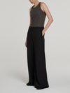 Brown/Grey Wide Leg Jersey Trouser - Connolly