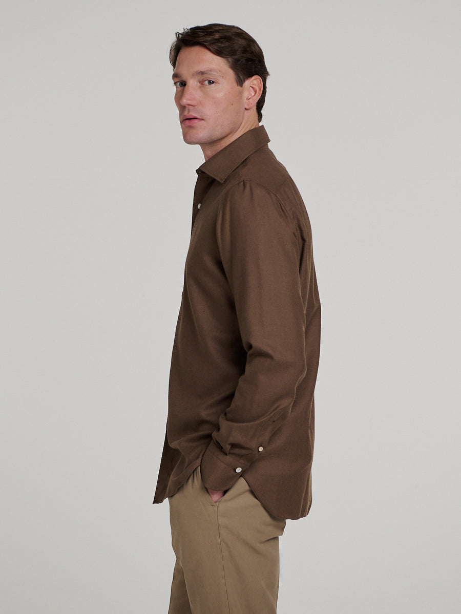 Brown Cashmere Hand Finish Shirt - Connolly