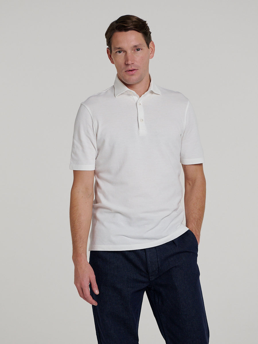 White Pique Polo Shirt