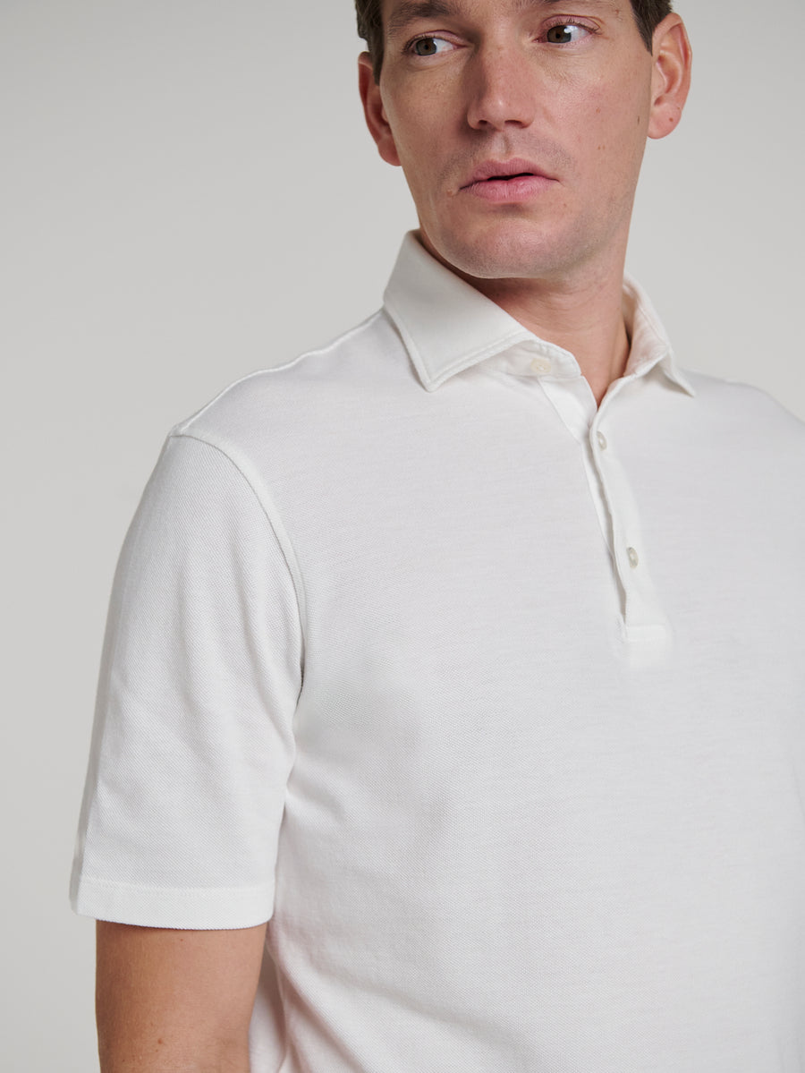 White Pique Polo Shirt