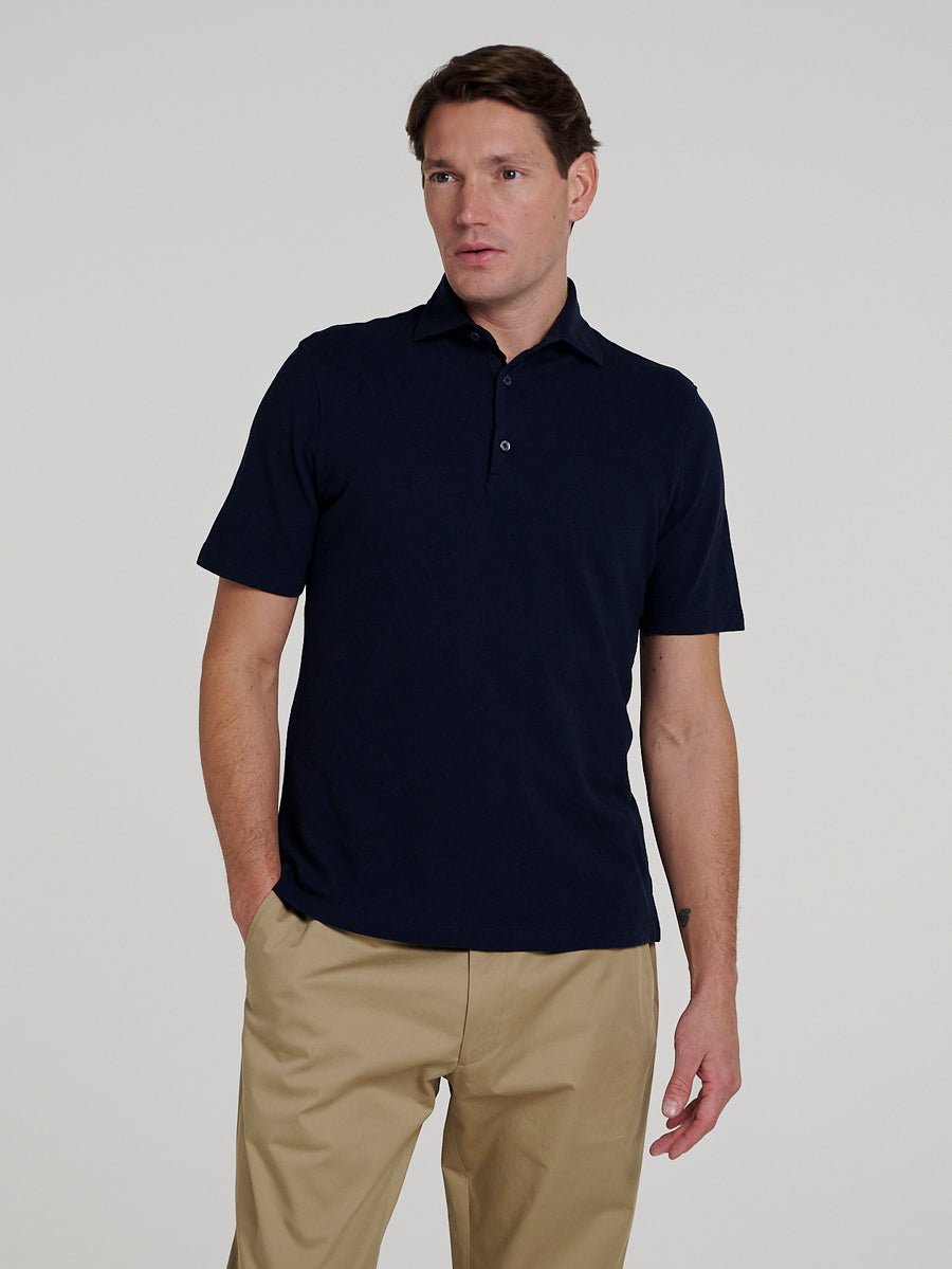 Navy Pique Polo Shirt - Connolly