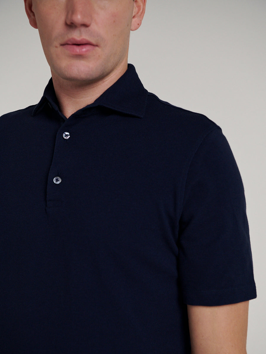 Navy Pique Polo Shirt - Connolly