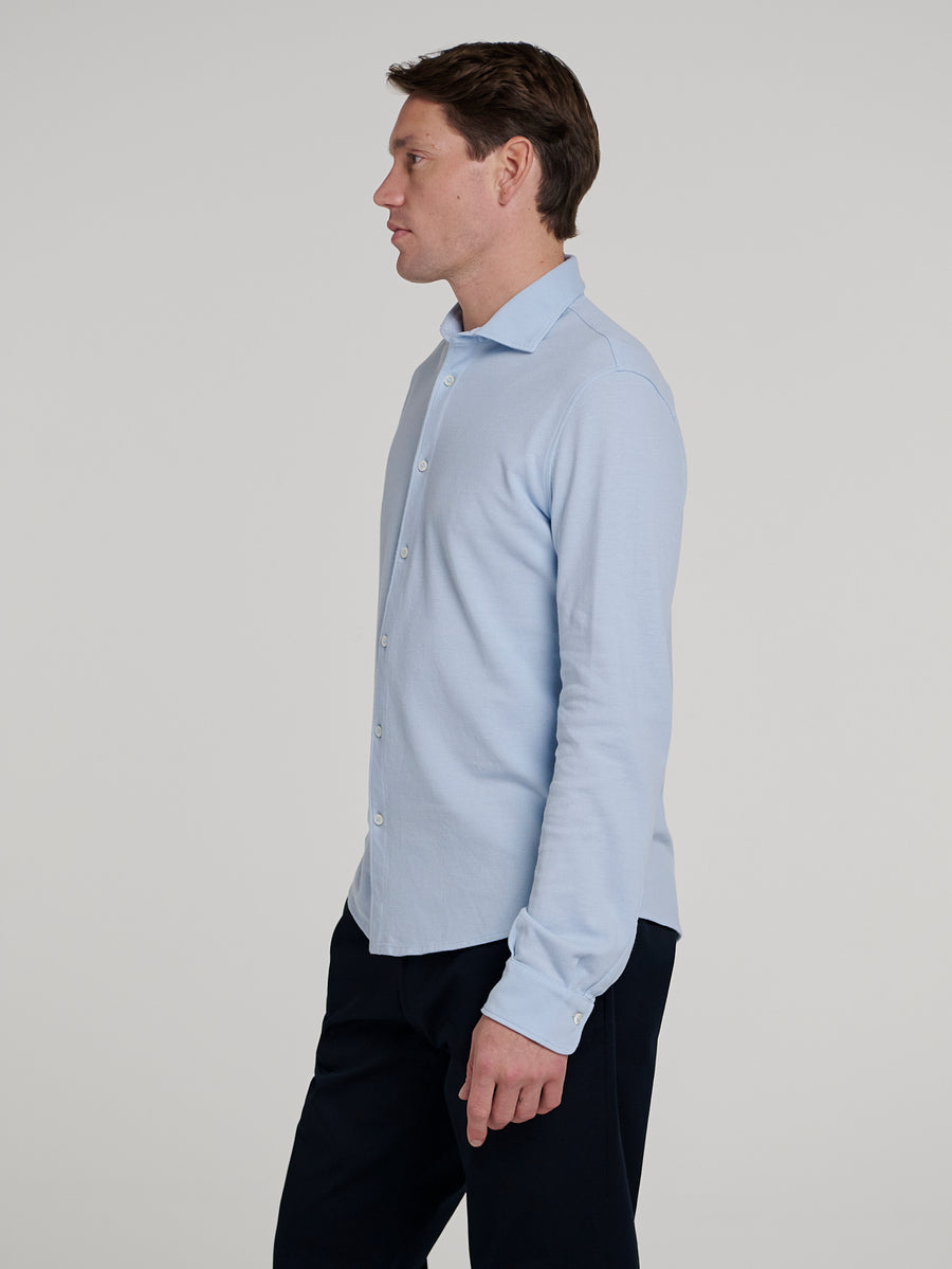 Light Blue Pique Long Sleeve Shirt