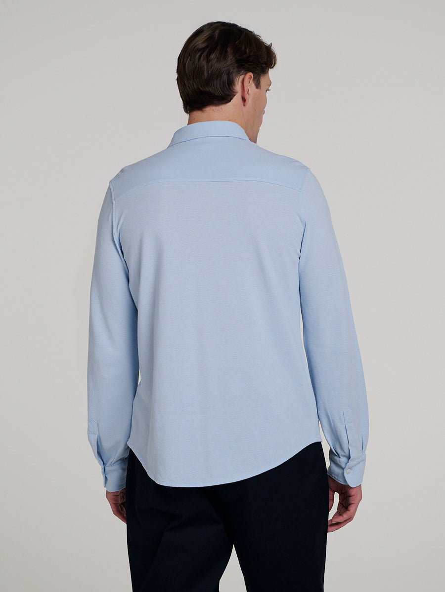 Light Blue Pique Long Sleeve Shirt - Connolly