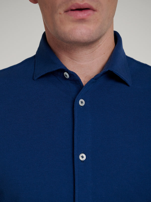 Denim Pique Long Sleeve Shirt