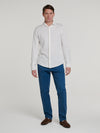 White Pique Long Sleeve Shirt