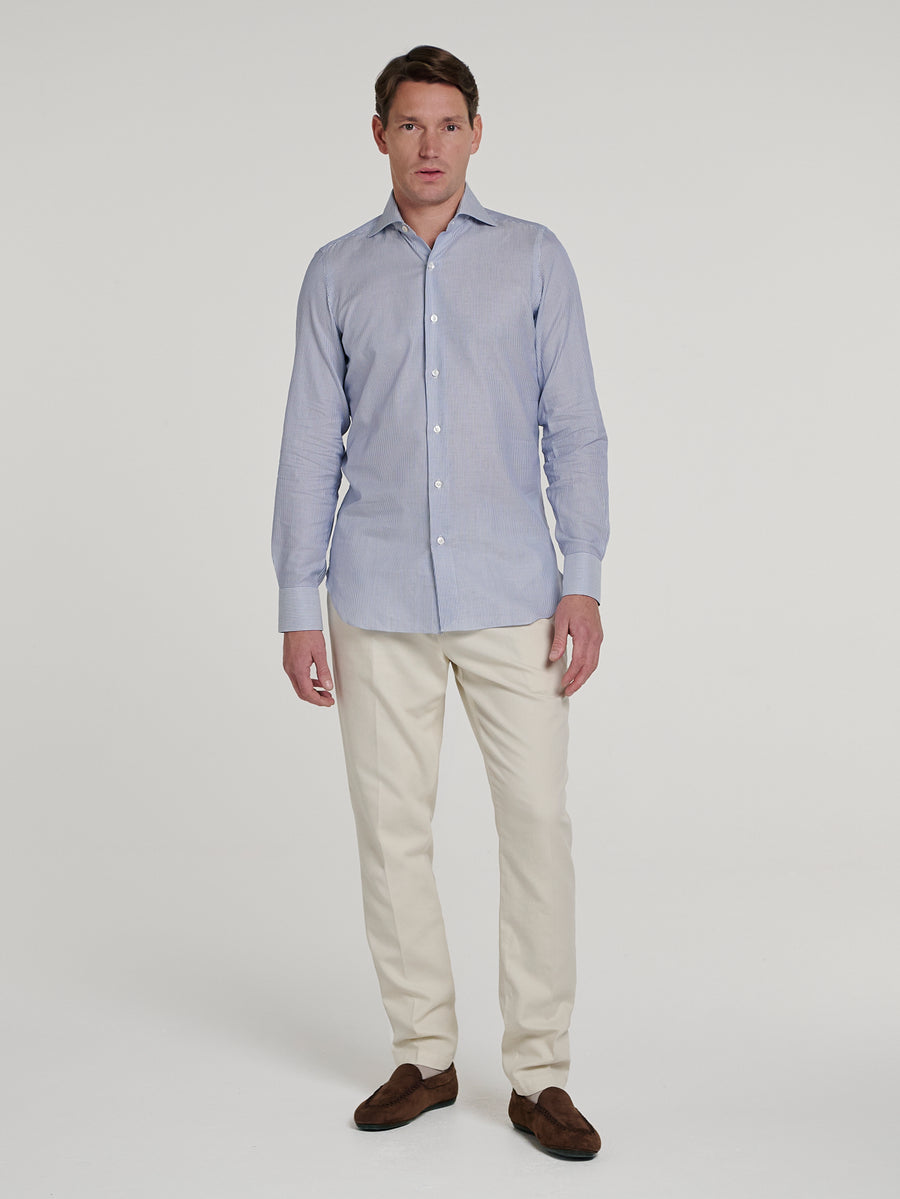 Royal Blue Chambray Hand Finish Shirt - Connolly