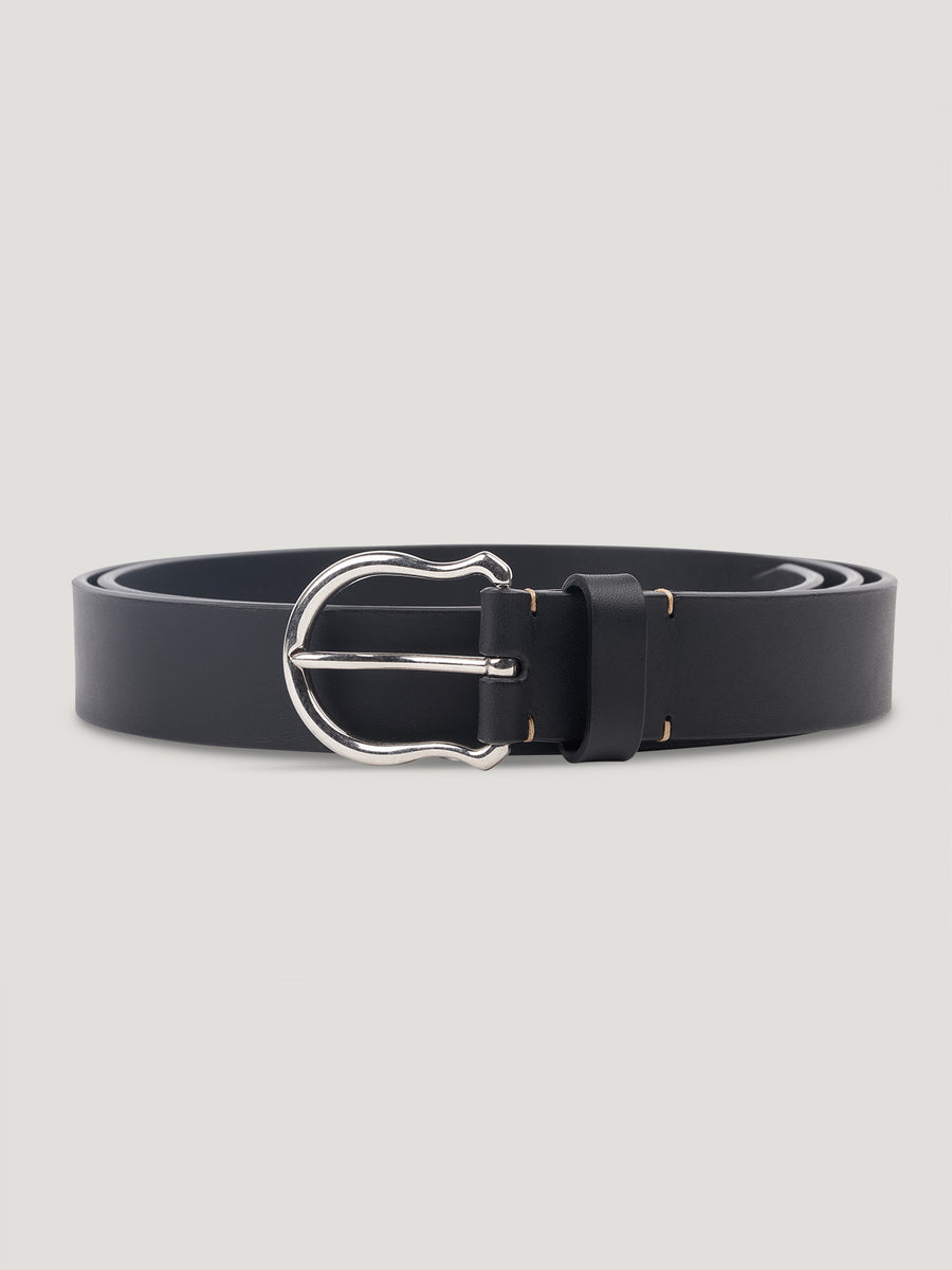 Black Plain Silver Shield Buckle Belt - Connolly