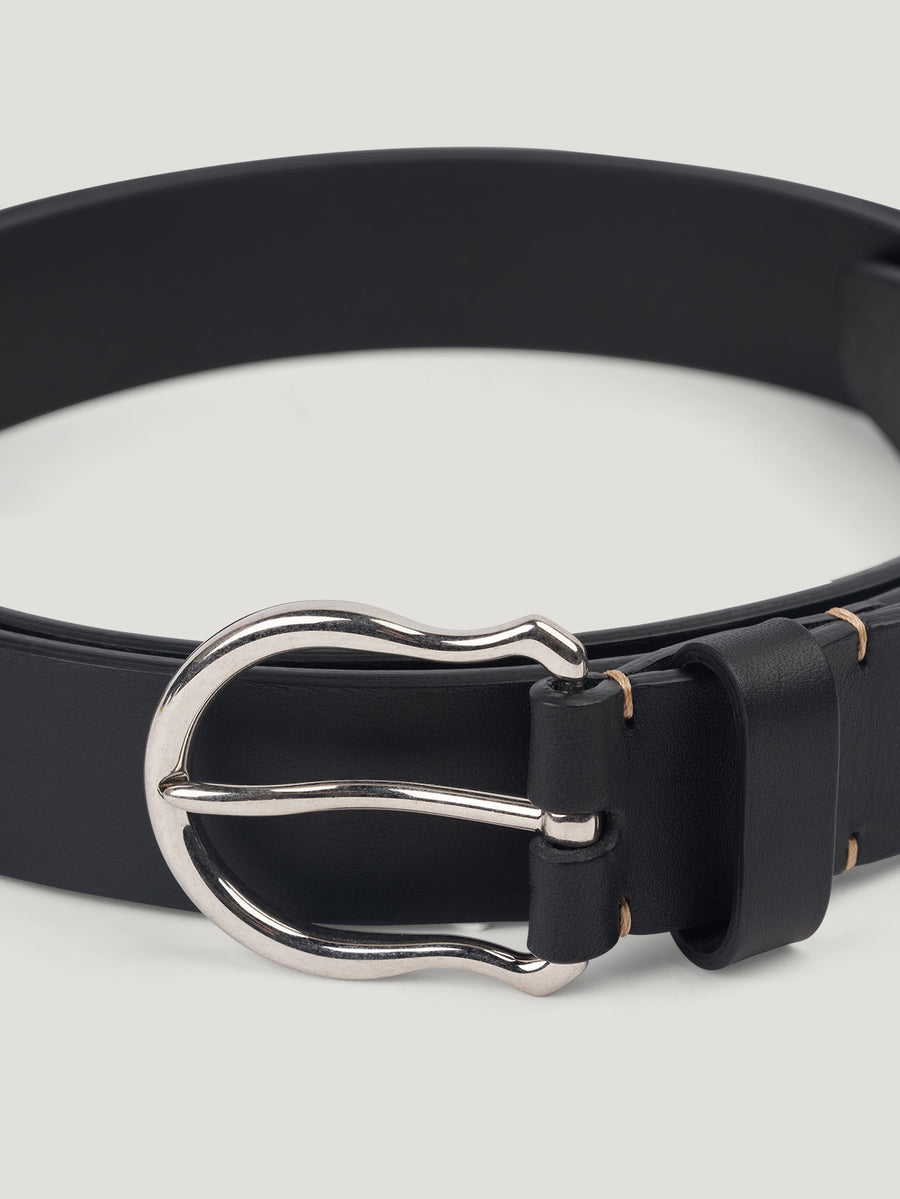 Black Plain Silver Shield Buckle Belt - Connolly